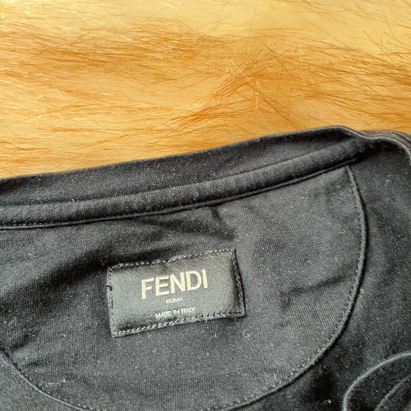 - Fendi Monster crystal embroidered logo tshirt Sz 52 black Large - Picture 4 of 9